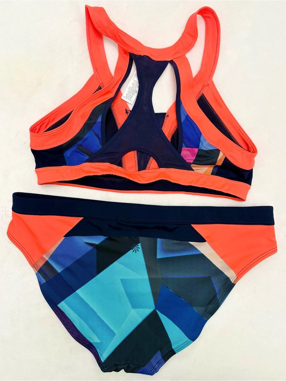 Athleta Colorful Geometric Sport Bikini Swimsuit Size Large